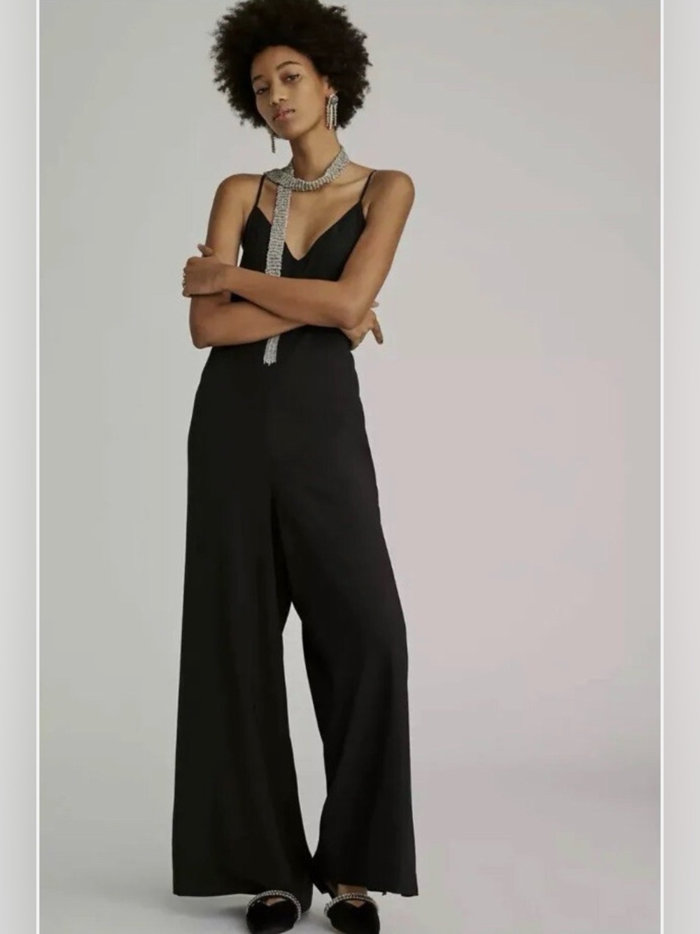 Hutch for Anthropologie Black Wide-Leg Spaghetti-Strap Jumpsuit